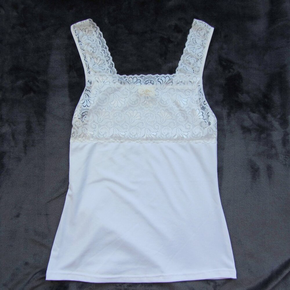 White Tank with Lace Accent Size Small
